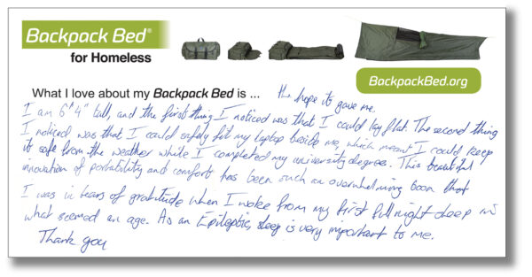 BackpackBedPostcard179